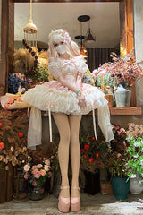Pink [Dance of Time] Sleeveless Multi-Layered Ruffle Bowknot Lace Sweet Ballet Lolita Jsk Dress - Product - 4