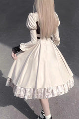 White Long Sleeves Multi-layer Moon Talisman Print Ruffle Gothic Lolita Dress - Product - 5