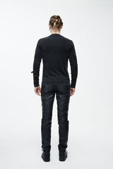 Brown Long Sleeves Designer Mens Punk T-Shirt - Product - 6