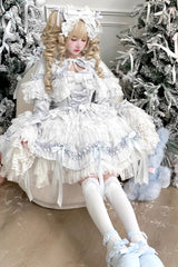 [Girl Doll] Multi-Layered Ruffle Bowknot Lace Sweet Princess Lolita Jsk Dress - Product - 7