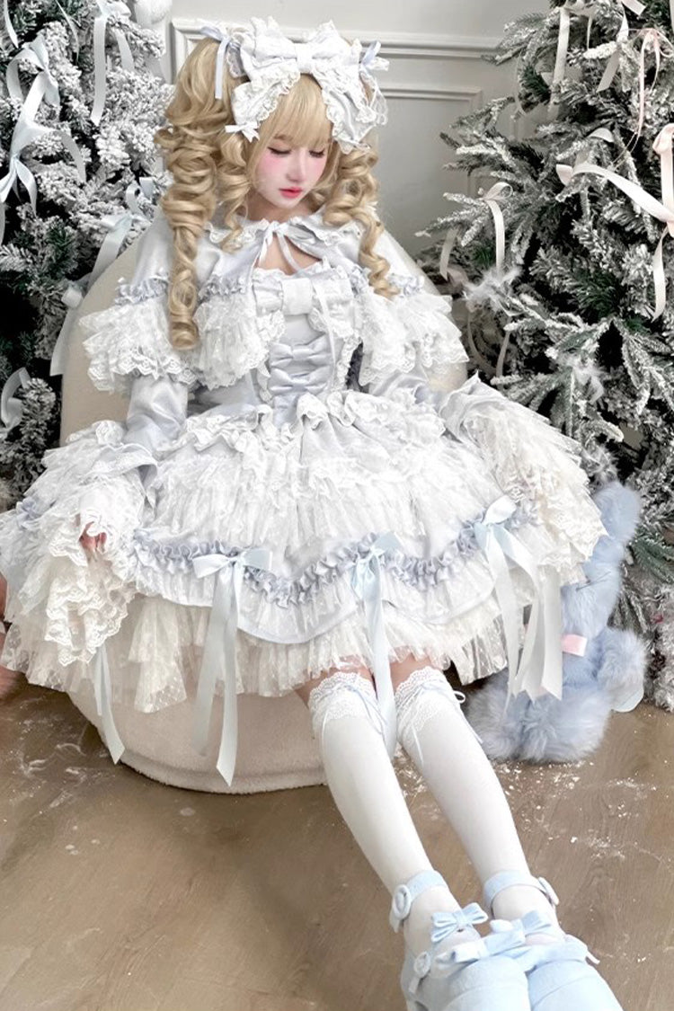 [Girl Doll] Multi-Layered Ruffle Bowknot Lace Sweet Princess Lolita Jsk Dress - Product - 7