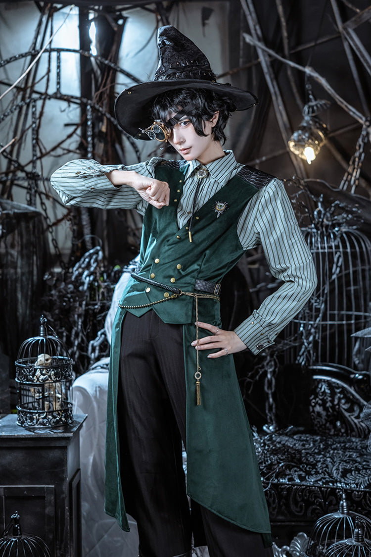Dark Green Double-breasted Slim Ouji Prince Handsome Lolita Vest - Dark-Green - 1