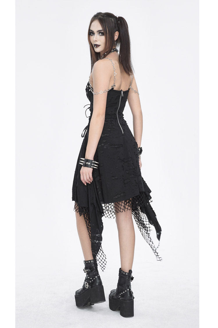 Black Lace Ripped Women's Gothic Jsk Dress - Product - 5