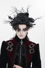 Black Men's Gothic Rose Leaf Branch Hat - Product - 1