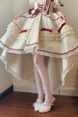 Ivory/Red [Tycoon's Daughter] Ruffle Bowknot Sweet Elegant Princess Lolita Jsk Dress - Product - 2