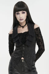 Black Plum Blossom Texture Deep V Back Rope Adjustable Women's Gothic Vest - Product - 2