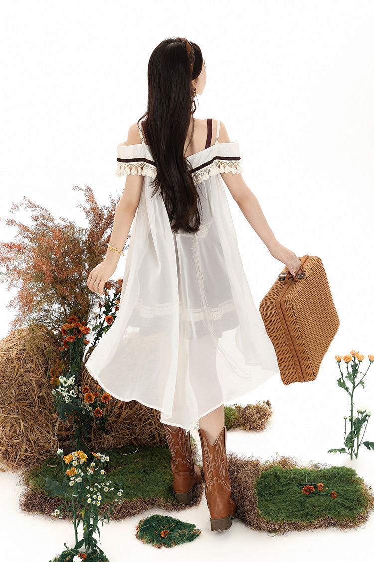 Brown [Dream of the Wilderness] Square Collar Sleeveless Embroidered Sweet Lolita Jsk Dress Set - Product - 14
