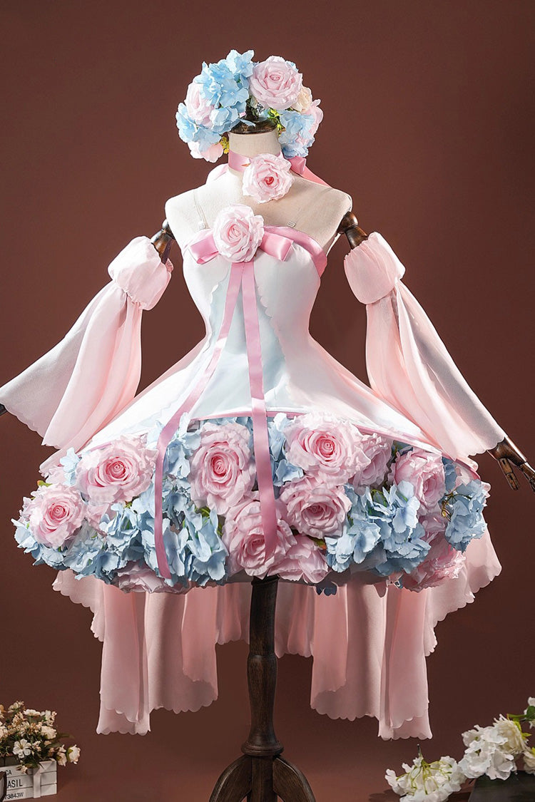 Pink [Cardcaptor Sakura] Sleeveless Bowknot Flower Fairy Sweet Anime Cosplay Lolita Jsk Dress Set - Pink - 1