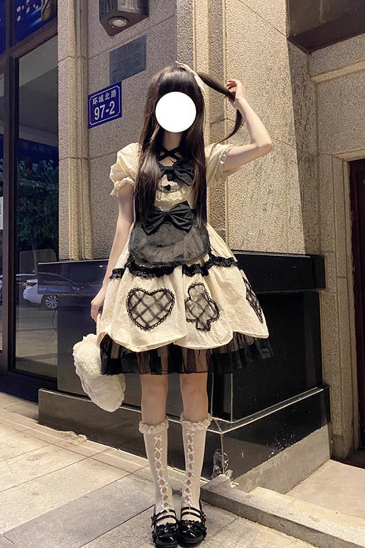 Ivory Short Sleeves Multi-layer Ruffle Bowknot Sweet Princess Lolita Dress - Product - 3