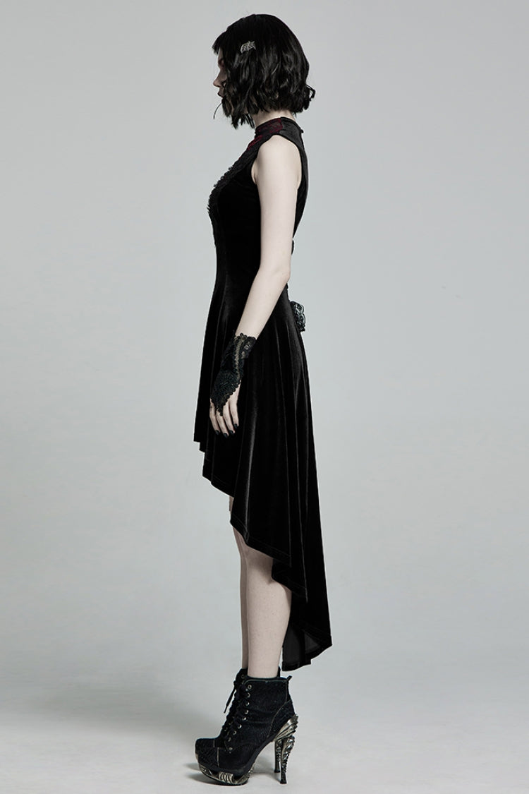 Sleeveless Stitching Lace-Up Mesh Women's Gothic Dress 2 Colors - Product - 2