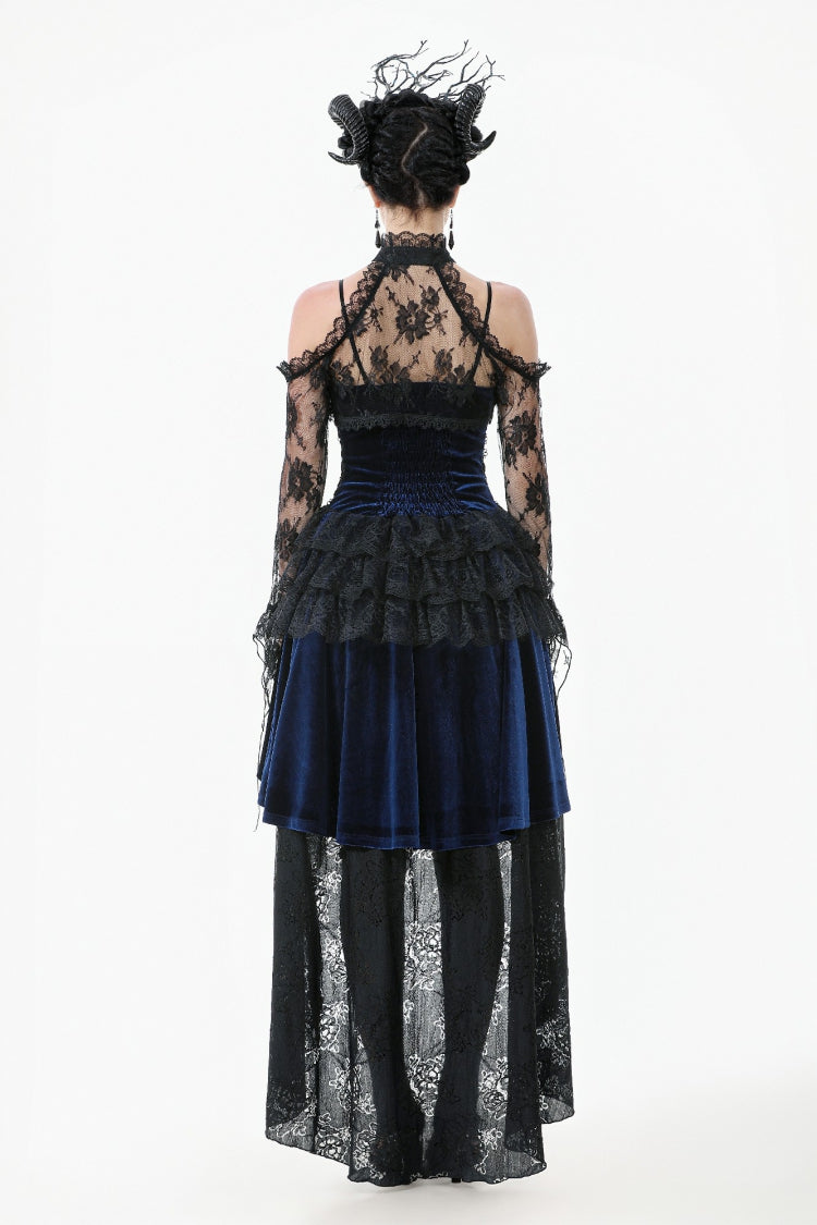 Black Off Shoulder Long Sleeves Sheer Floral Lace Women's Gothic Shrug - Product - 13