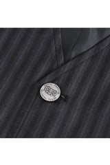 Black Striped V Collar Stitching Slim Men's Gothic Vest - Product - 8