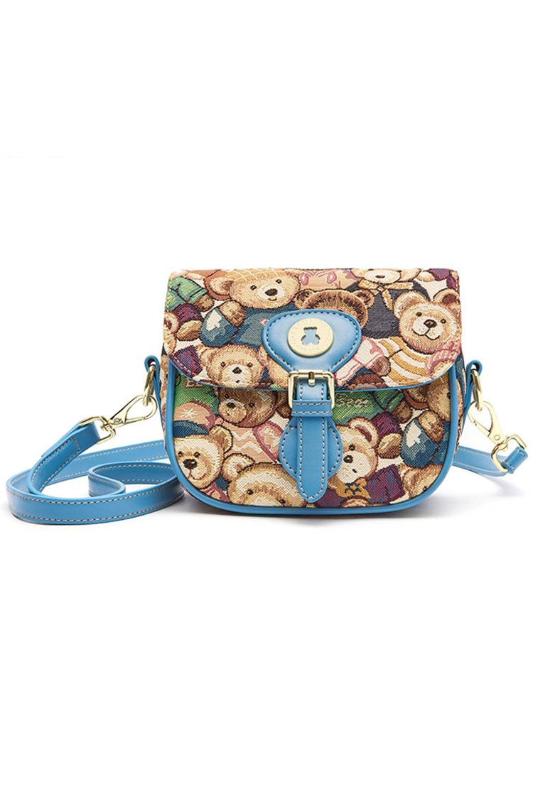 Cartoon Bear Print Sweet Lolita Crossbody Bag 3 Colors - Blue/Brown - 2