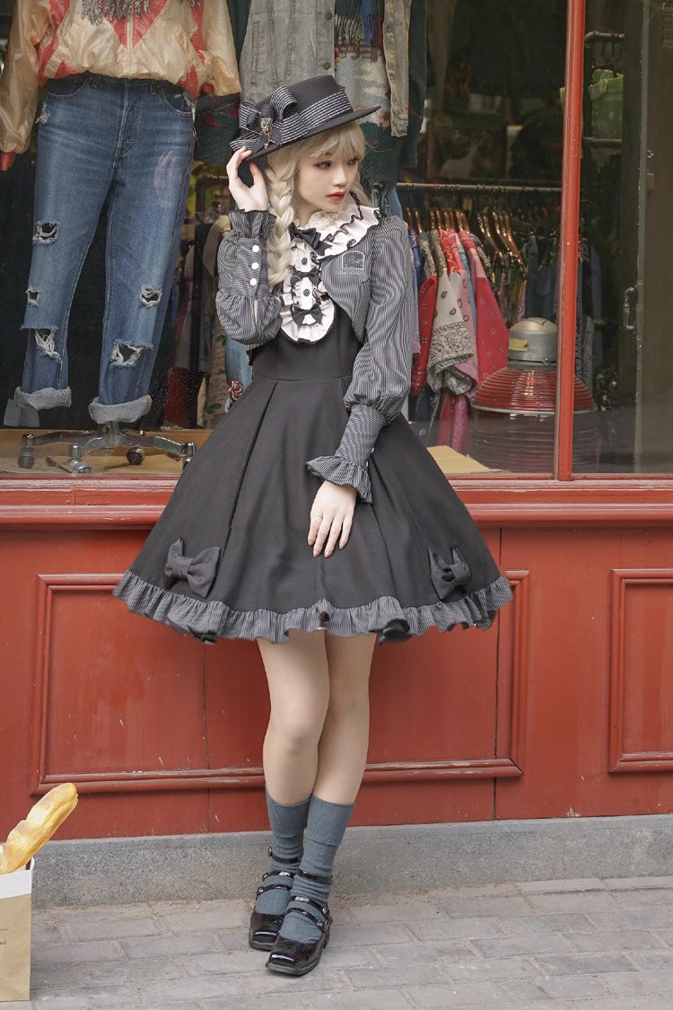 Black Viol Serenade Long Sleeves Bowknot Stitching Sweet Elegant Two Fake Pieces (Multiple Configurations) detail view 4