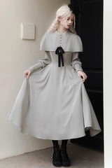 Grey [Thirteenth Evening] Long Sleeves Slim Gothic Elegant Lolita Dress - Product - 3