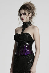 Black/Purple Gradient Patent Leather Women's Gothic Underbust Corset - Product - 2