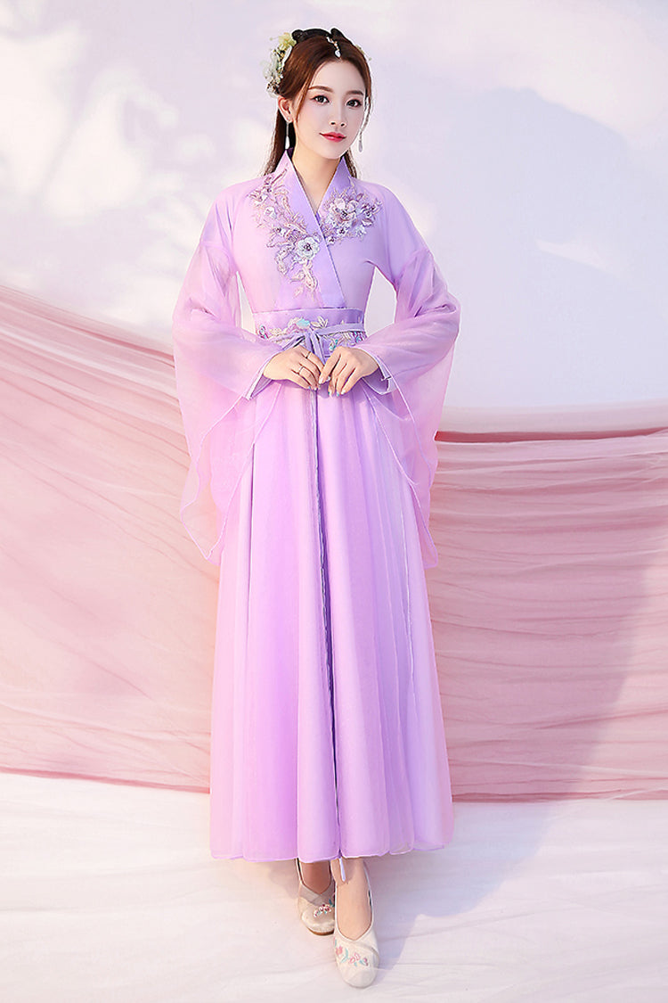 Chinese Ancient Style Fairy Air Dance Performance Hanfu Dress - Purple - 4