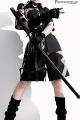 Black [Dream Void Mirror] Print Ouji Fashion Prince Handsome Lolita Shorts - Product - 6