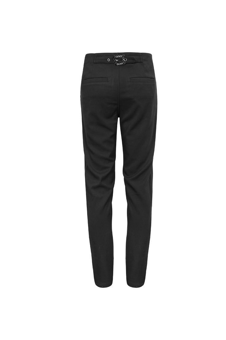 Black Webbing Twill Suit Material Side Pocket Floral-Shaped Men's Gothic Pants - Product - 7