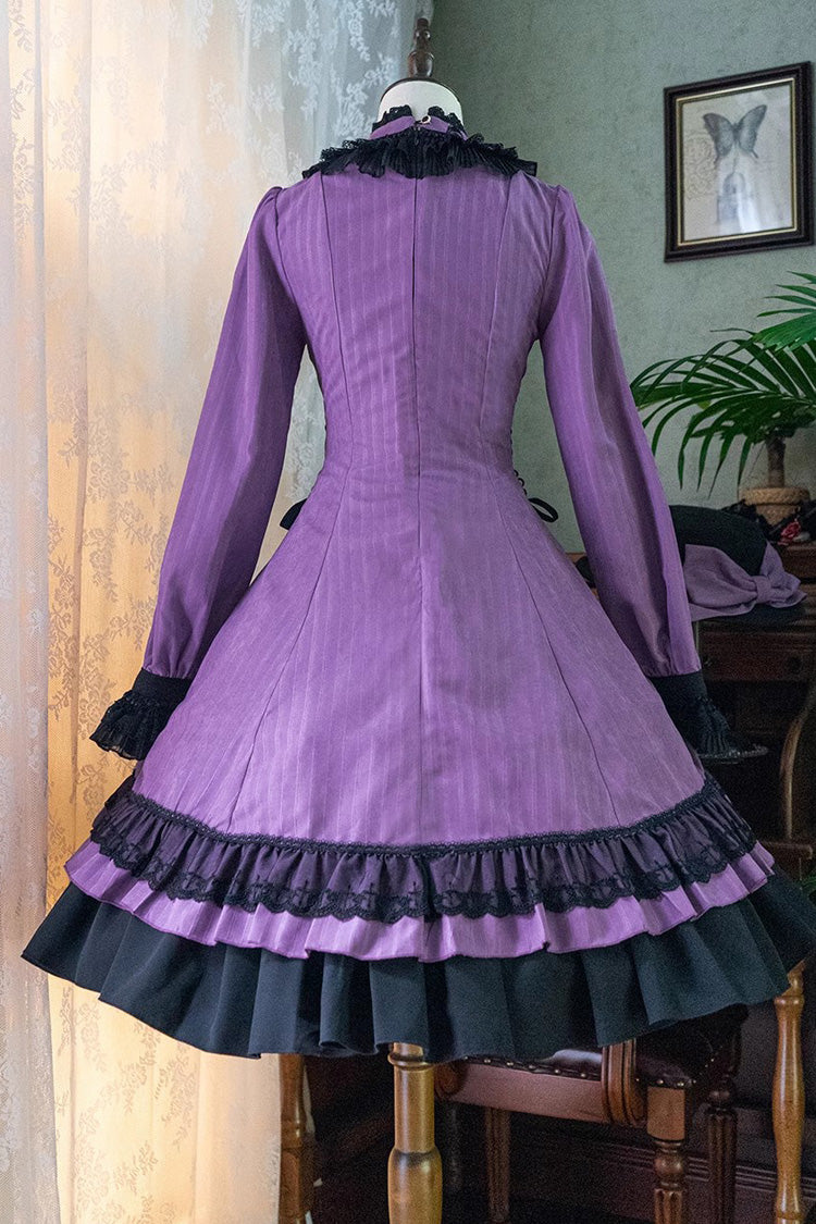 Point Manor Solid Color Stand Collar Long Sleeves Multi-layer Ruffle Gothic Lolita Dress 5 Colors - Product - 30
