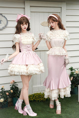 Pink [Love Diary] Multi-Layered Ruffle Sweet Lolita Jsk Mermaid Dress - Product - 8