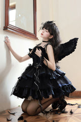Wings Arrival Multi-layer Ruffle Bowknot Ballet Style Sweet Elegant Lolita Jsk Dress 3 Colors - Product - 18
