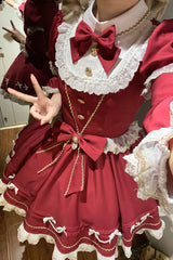 Red [Miss Flando of the New Year] Long Sleeves Ruffled Bow Sweet Lolita Dress - Product - 5