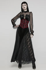 Embroidery Lace-Up Zipper Women's Gothic Corset 2 Colors - Product - 10