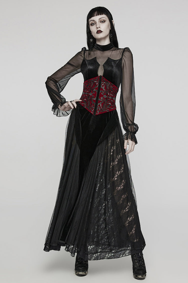 Embroidery Lace-Up Zipper Women's Gothic Corset 2 Colors - Product - 10