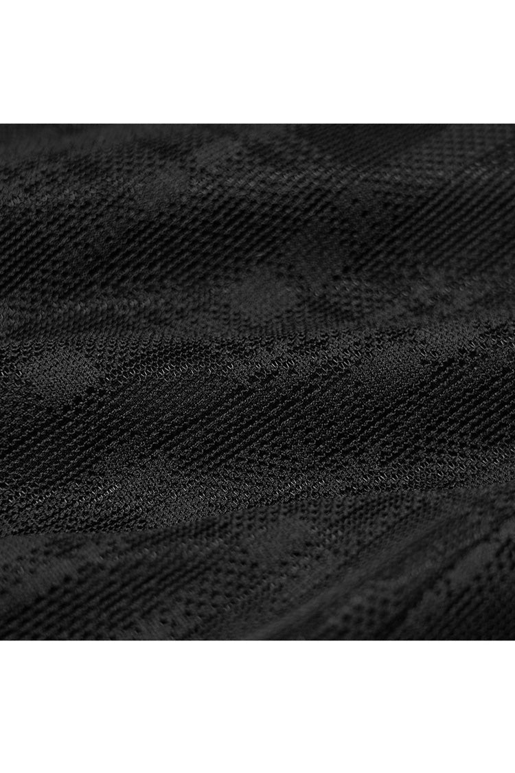 Black Front Metal Eyelets Lace-Up Slit Mesh Hem Women's Punk Skirt - Product - 8