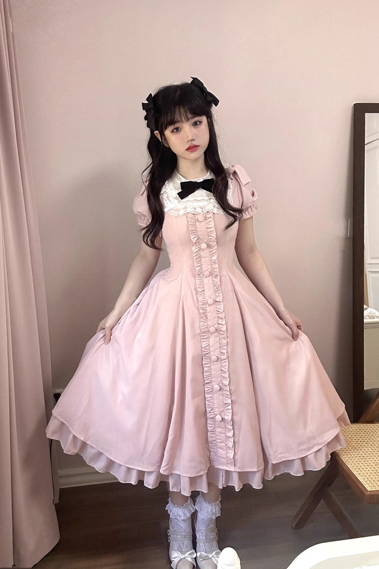 Pink Annie's Gift Short Sleeves Bowknot Sweet Lolita Dress (Plus Size Support) - Product - 3