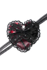 Black/Red Metal Skull Decoration Lace Heart Women's Gothic Eye Mask - Product - 5
