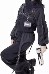 Black [Retrograde Orbit] Long Sleeves Gothic Ouji Lolita Short Coat and Pnats Set - Product - 2