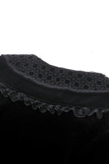 Black Long Sleeves Lace Women's Gothic Velvet Short Dress - Product - 13