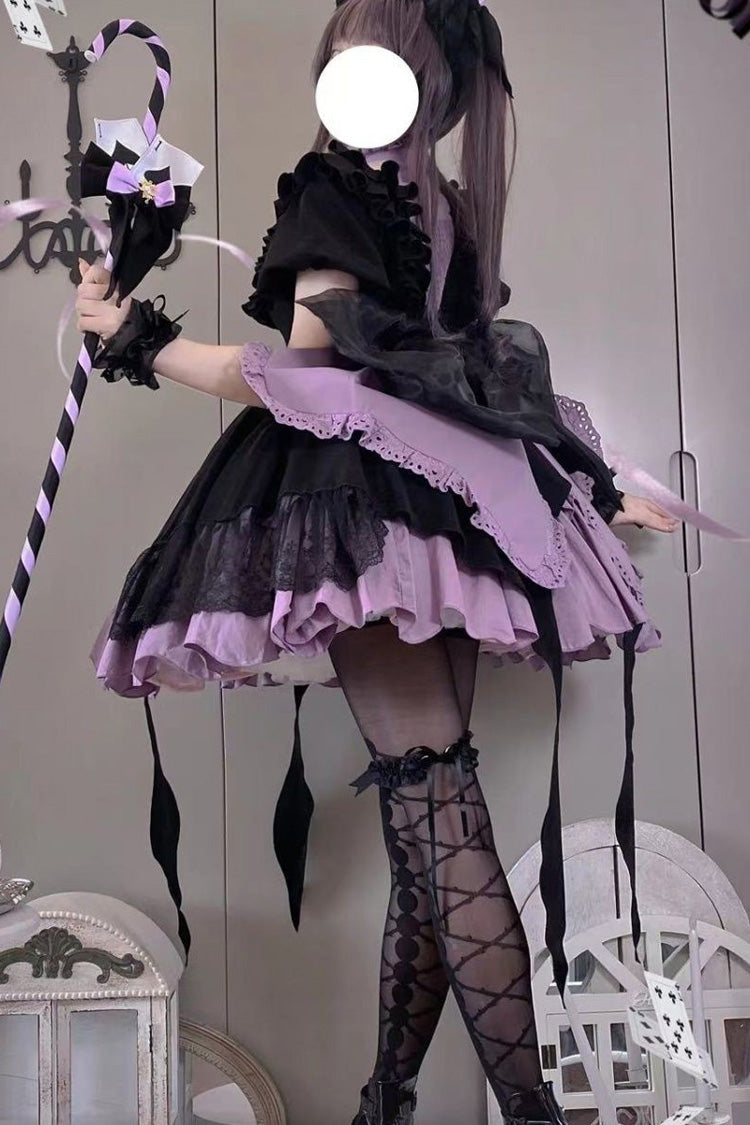 Black/Purple Magical Girl Phantom Thief Ace of Spades Gothic Lolita Dress detail view 2