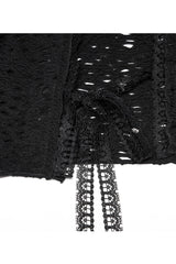 Black Gothic Lace Big Hat Hole Mysterious Horn Long Sleeve Short Women's Coat - Product - 8
