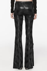 Low Waisted Thorns Print Lace-Up Women's Steampunk Flared Pants 2 Colors - Product - 3
