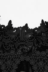Black Long Puff Sleeves Print Embroidery Women's Gothic Blouse - Product - 5