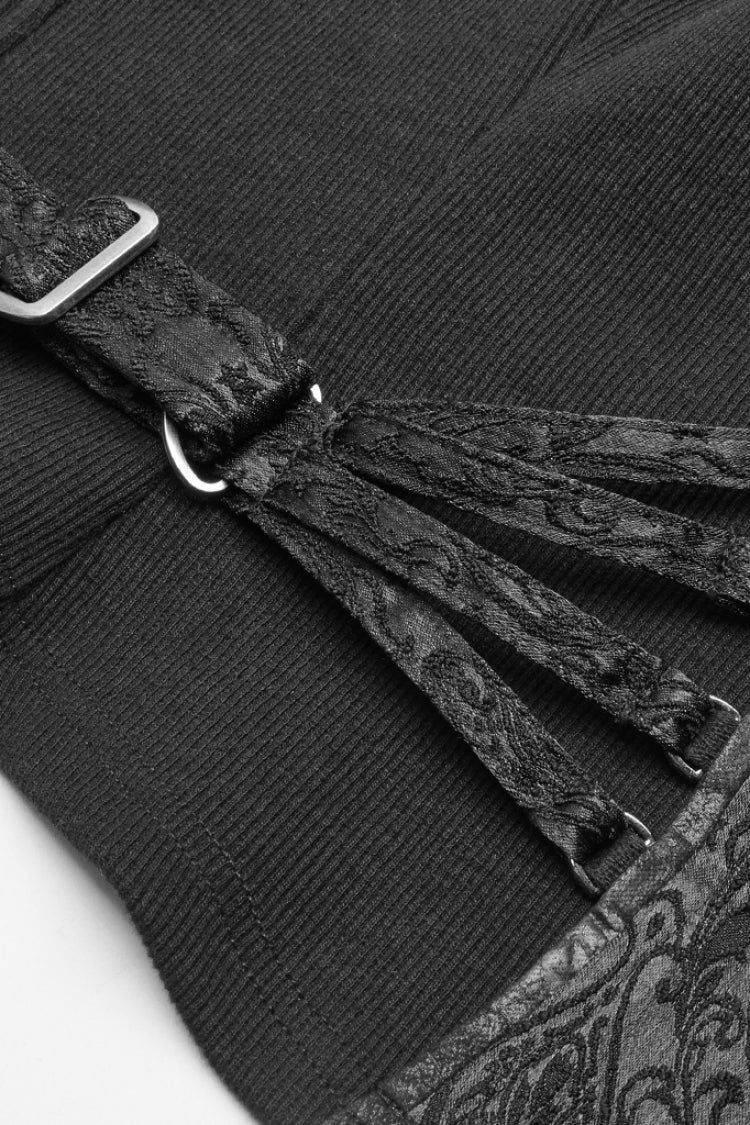 Steampunk Sleeveless Jacquard Print Metal Buckle Strap Metal Zipper Hollow Lace-Up Women's Vest 4 Colors - Product - 5