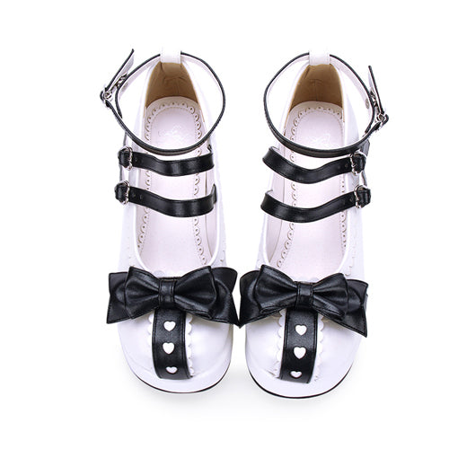 Round toe Lace Bowknot Sweet Lolita Shoes - Product - 4