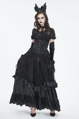 Black Embroidered Patchwork Lace Lace-Up Slim Fit Mesh Eyelet Women's Gothic Luxurious Royal Underbust Corset - Product - 3