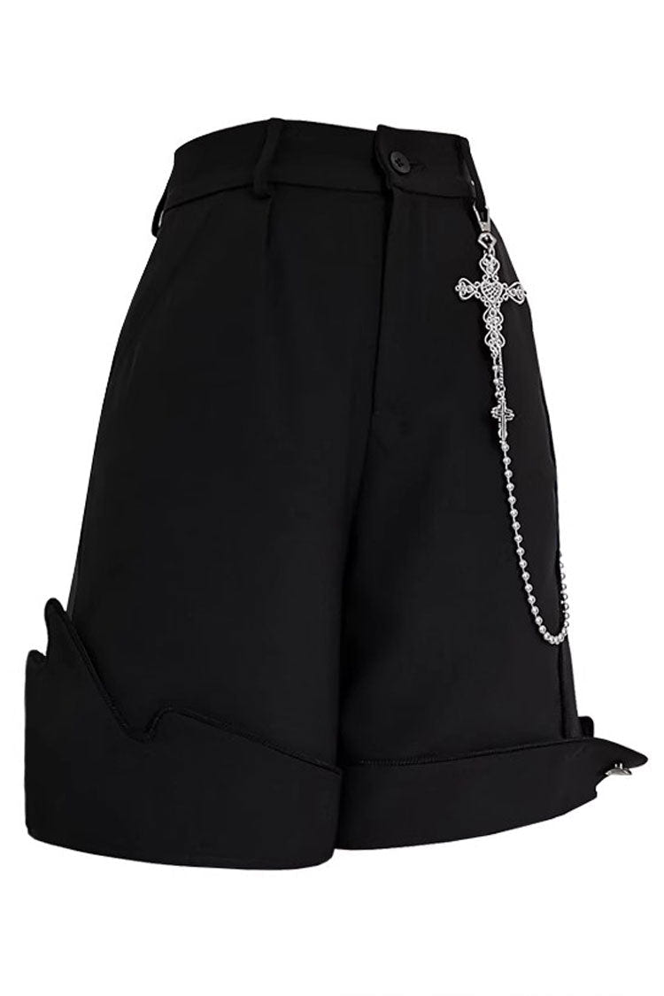 Black Irregular Ouji Fashion Lolita Shorts - Black - 1