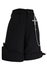 Black Irregular Ouji Fashion Lolita Shorts - Black - 1