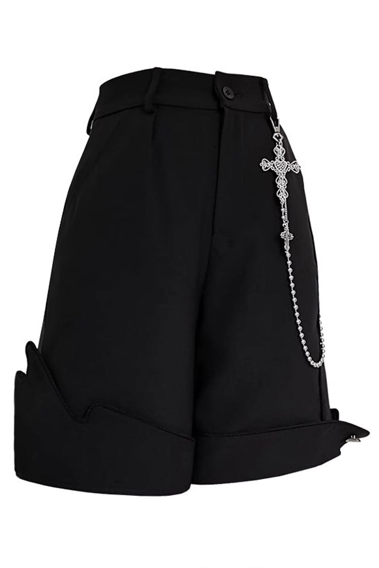 Black Irregular Ouji Fashion Lolita Shorts - Black - 1