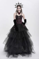 Red Sleeveless Embroidery Lace Chain Women's Gothic Vest - Product - 8