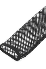 Black Mesh Spliced Long Sleeves Buckled Strap Eyelet Women's Punk Top - Product - 17
