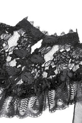 Black Sleeveless Ruffled Lace Spliced Mesh Women's Gothic Cape - Product - 14