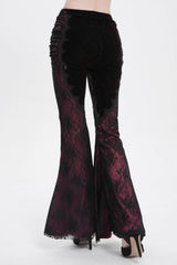 Red Floral Embroidery Stitching Lace Women's Gothic Pants - Product - 2
