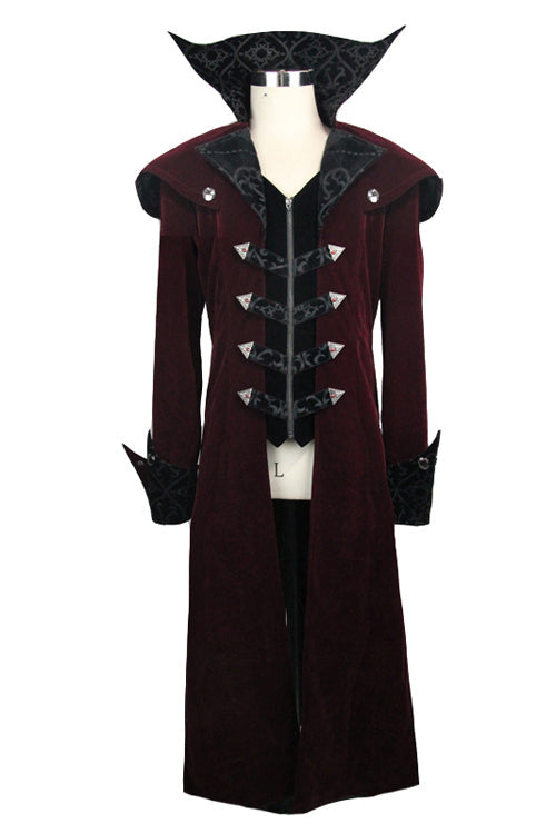 Western Fashion Gothic Shawl Collar Mens Long Velvet Coats - Product - 5