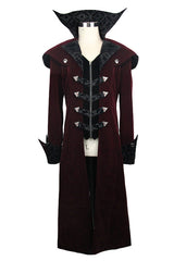 Western Fashion Gothic Shawl Collar Mens Long Velvet Coats - Product - 5